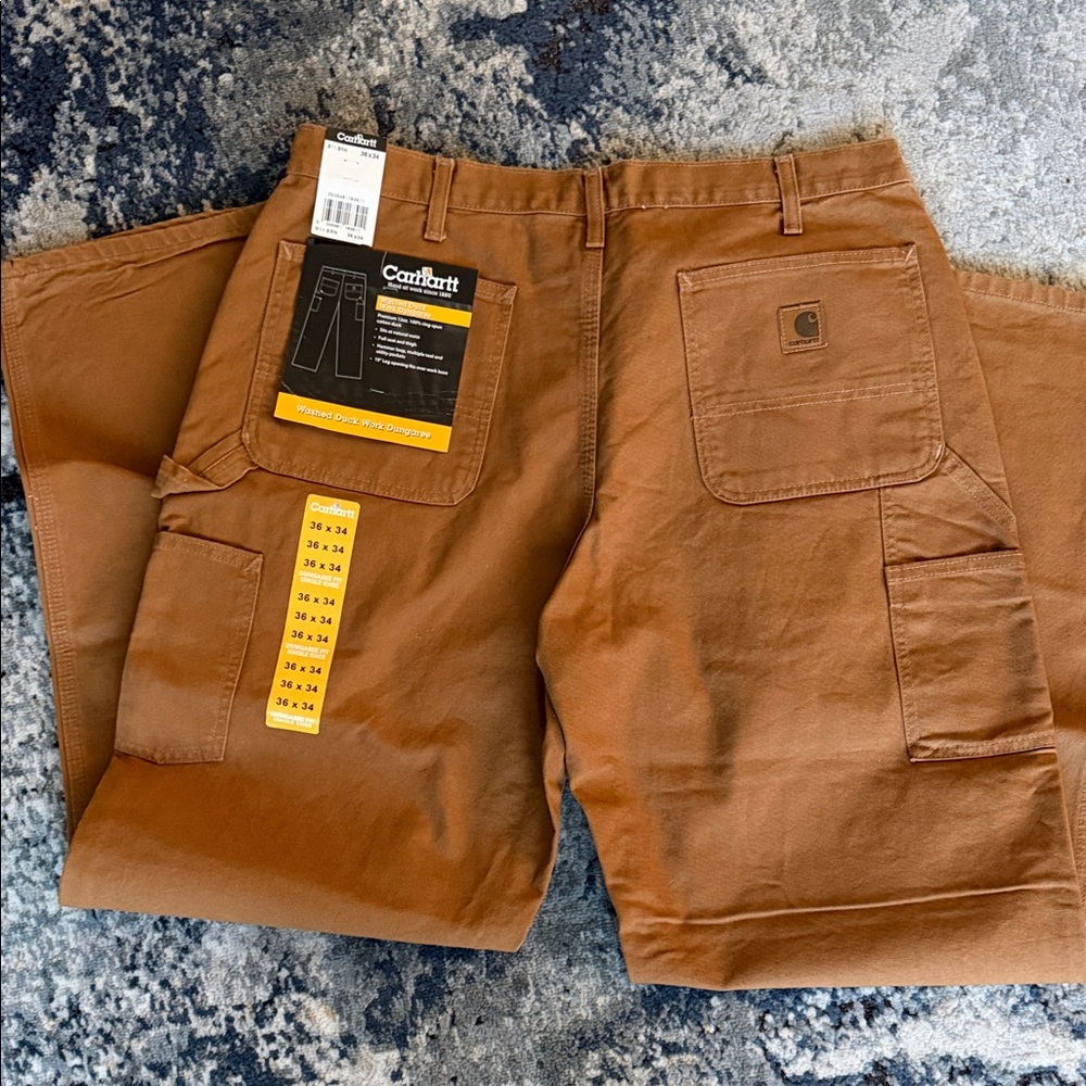 Carhartt Men’s Tan Washed Duck Work Pants 36x34 - Picture 6 of 9